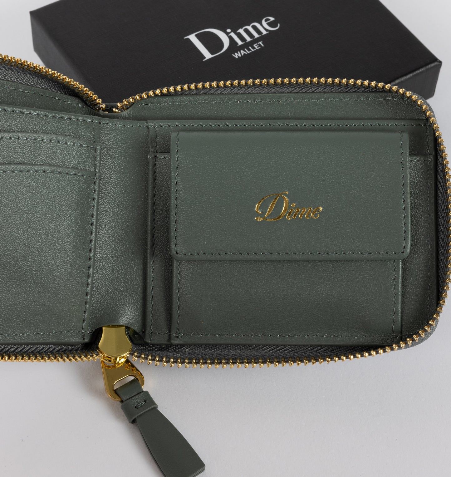 Dime Cursive Zip Wallet - Slate Green