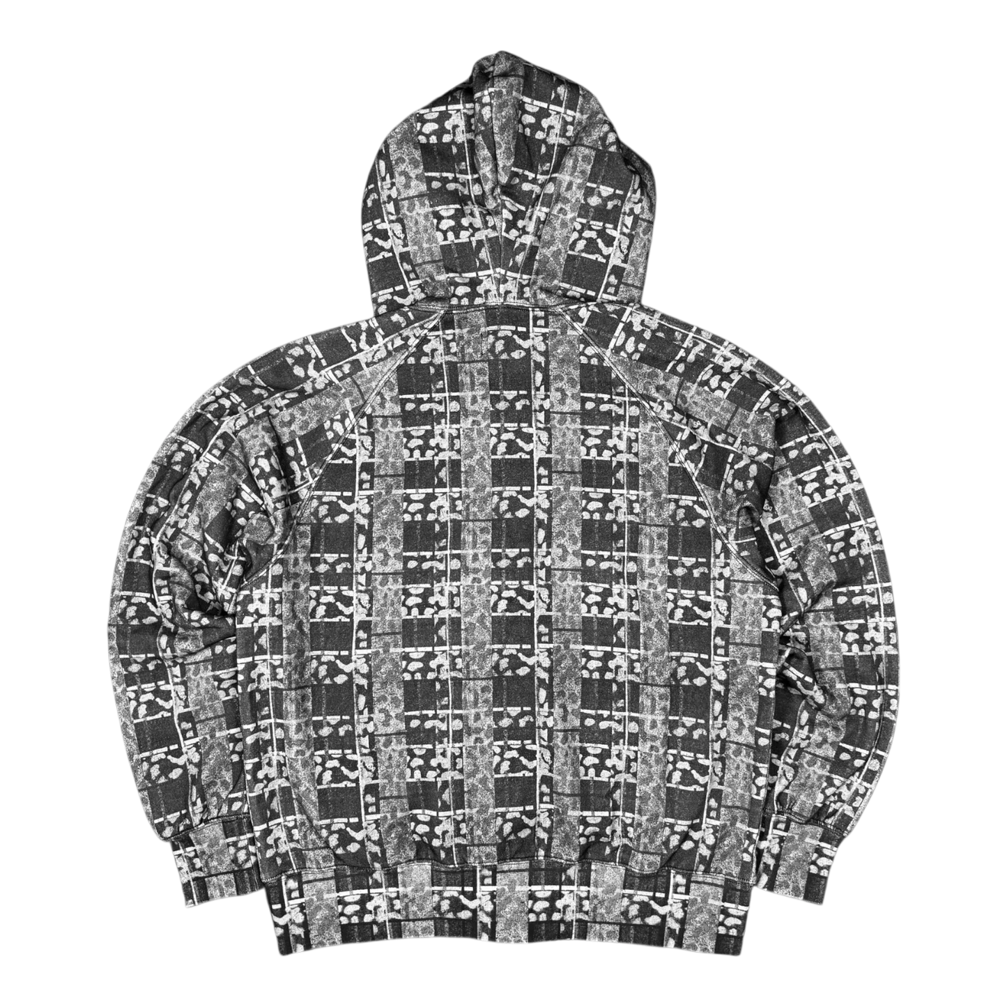 Star Team Leopard Plaid Full Zip Hoodie - Black