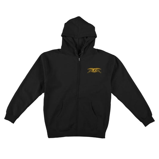 Antihero Basic Eagle Embroidered Zip Hoodie - Black/Yellow