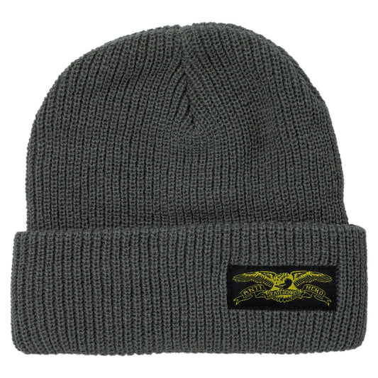 Antihero Stock Eagle Label Cuff Beanie - Charcoal/Yellow