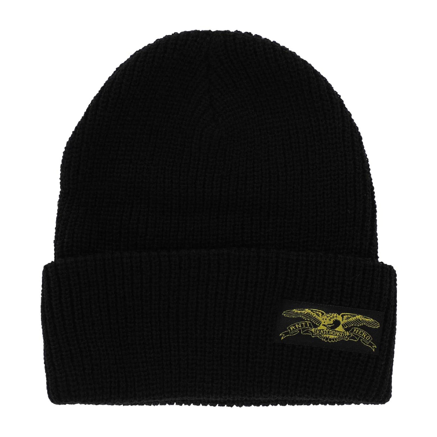 Antihero Stock Eagle Label Cuff Beanie - Black/Black/Yellow
