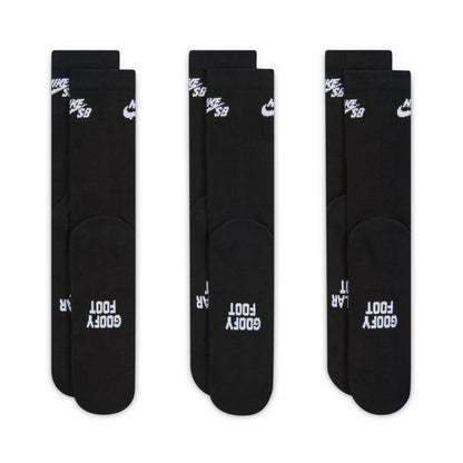 Nike SB Everyday Elevated Sock 3-Pack - Black