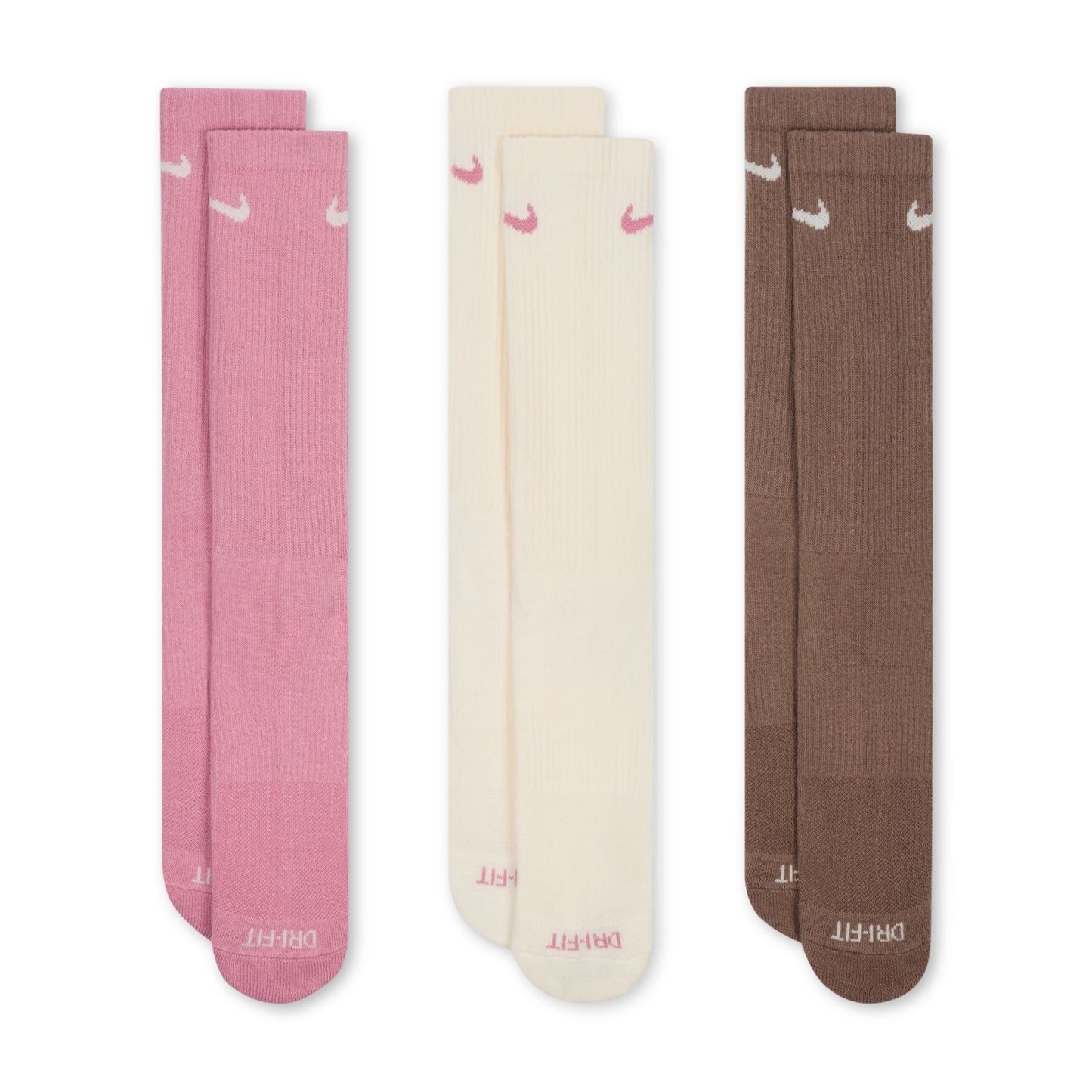 Nike Everyday Plus Cushioned Sock 3-Pack - Pink/White/Brown