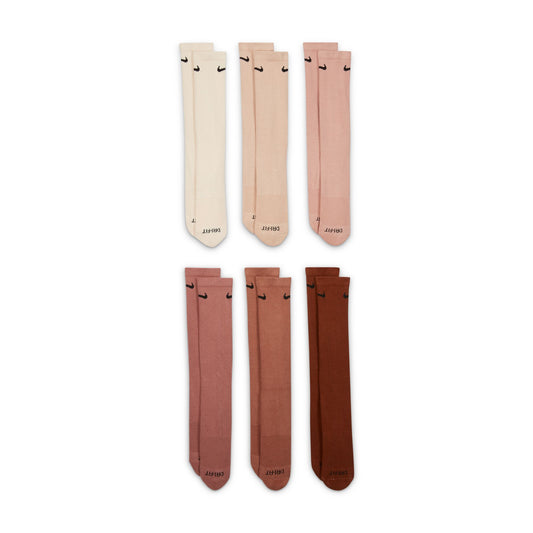 Nike Everyday Plus Cushioned Sock 6-Pack - Multi-Coloured Browns/Beige