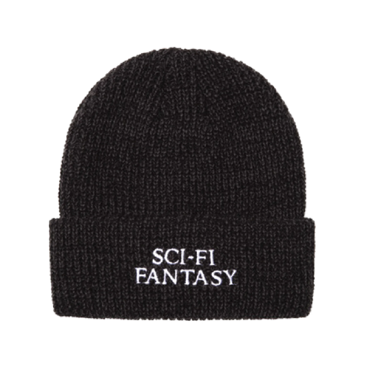 Sci-Fi Fantasy Mixed Yarn Logo Beanie - Black/Gray