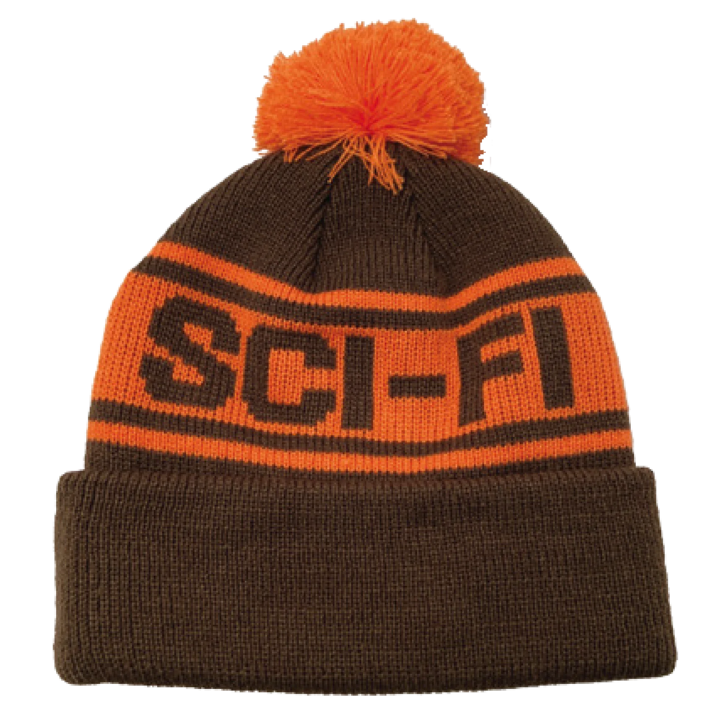 Sci-Fi Fantasy Pom Beanie - Brown/Orange