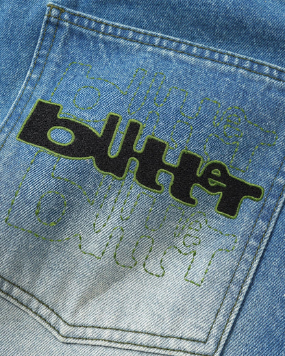 Butter Goods Warped Denim Jeans - Washed Mid Blue