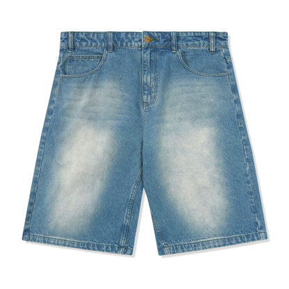 Butter Goods Warped Denim Shorts - Washed Mid Blue