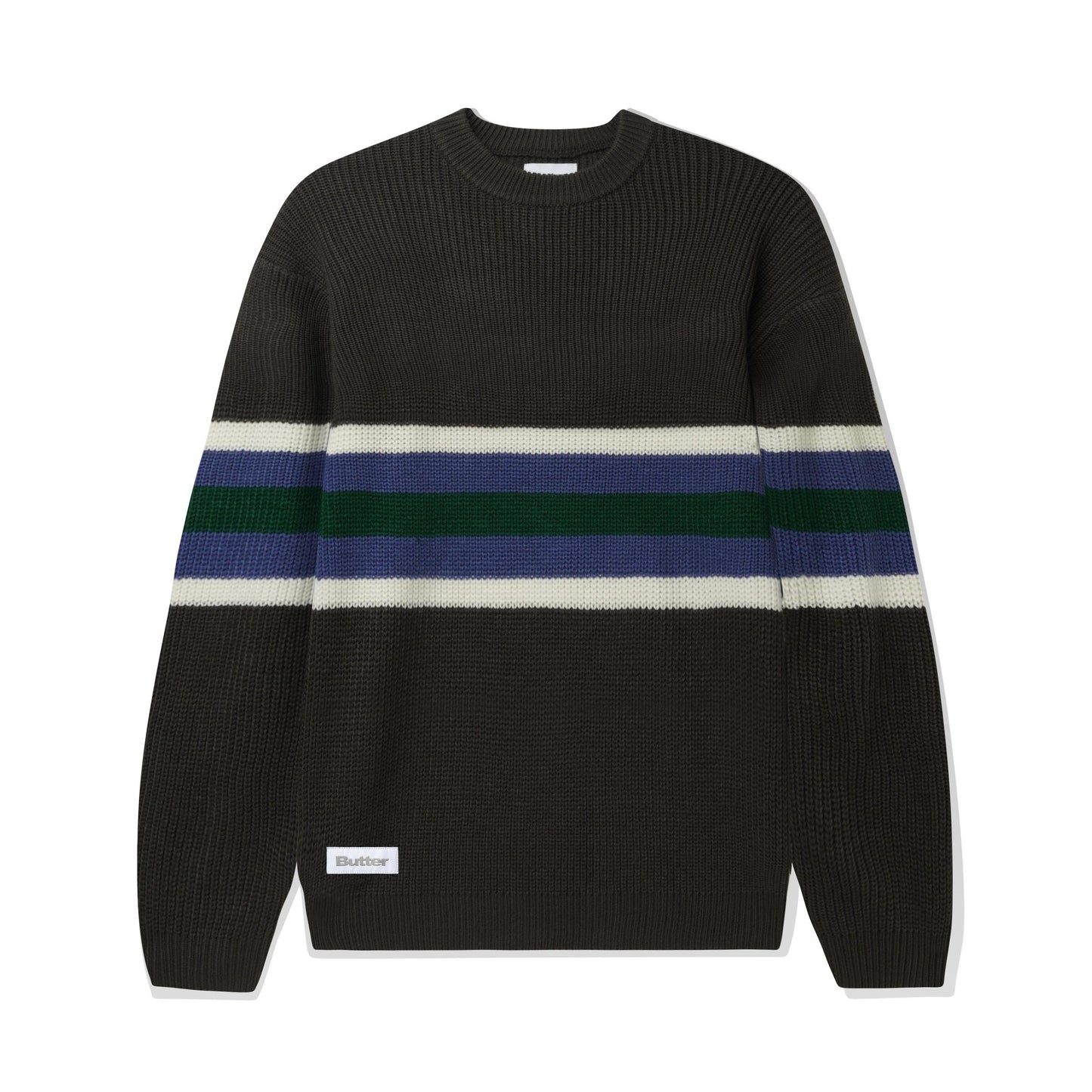 Butter Goods Stripe Knitted Sweater - Charcoal