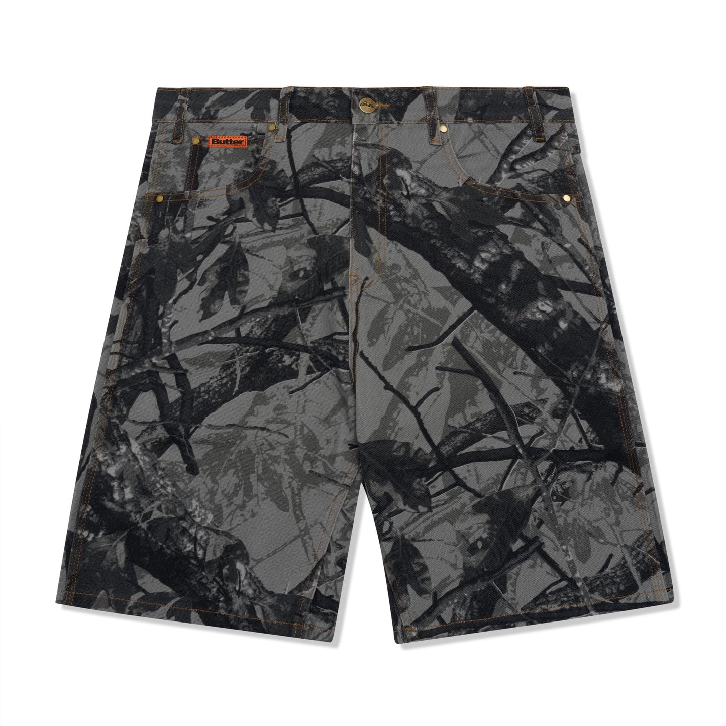 Butter Goods Foliage Camo Denim Shorts - Black