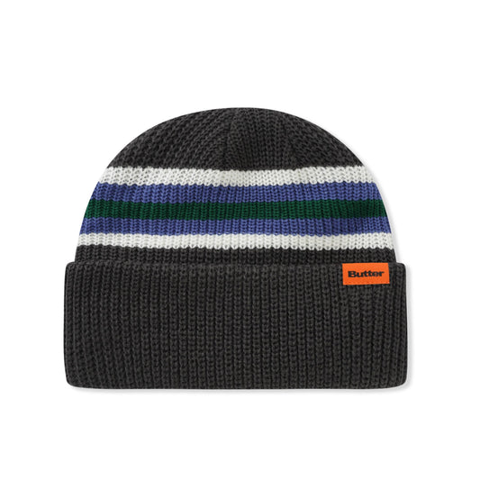 Butter Goods Stripe Cuff Beanie - Charcoal