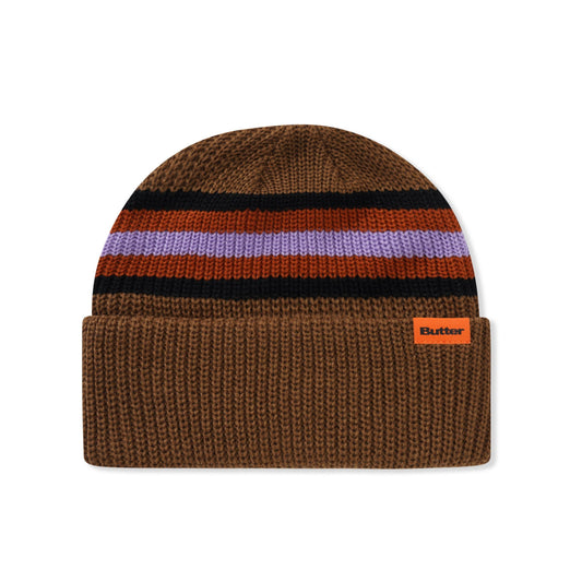 Butter Goods Stripe Cuff Beanie - Brown