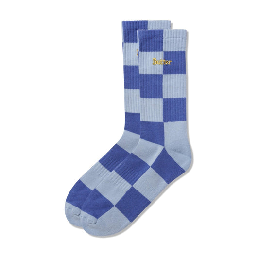 Butter Goods Checkered Socks - Powder Blue/Slate