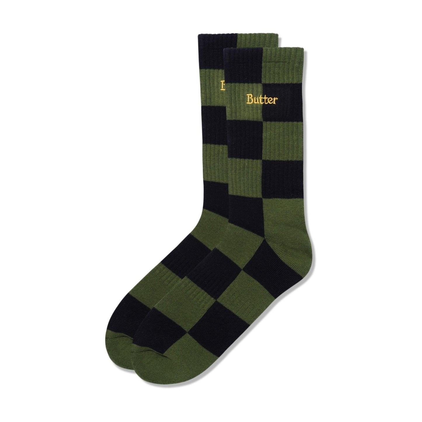 Butter Goods Checkered Socks - Black/Sage