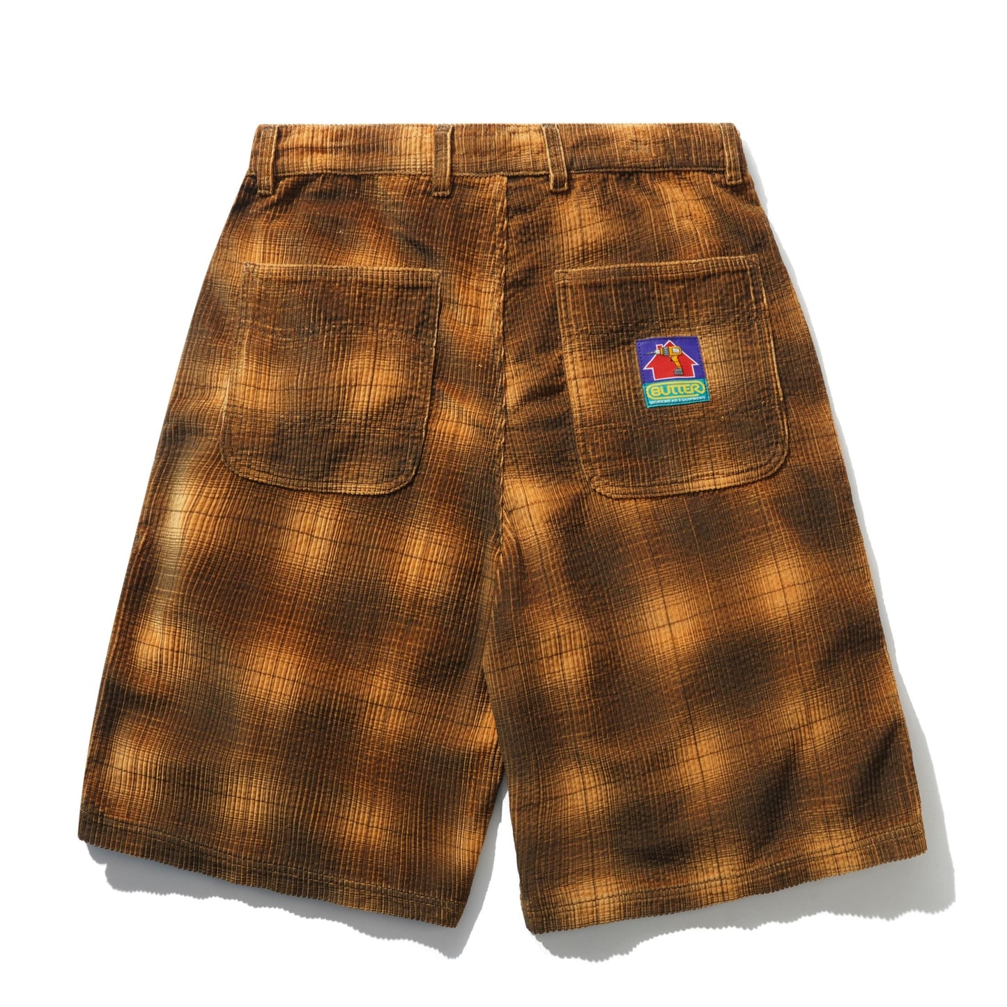 Butter Goods Cord Work Shorts - Mustard Plaid