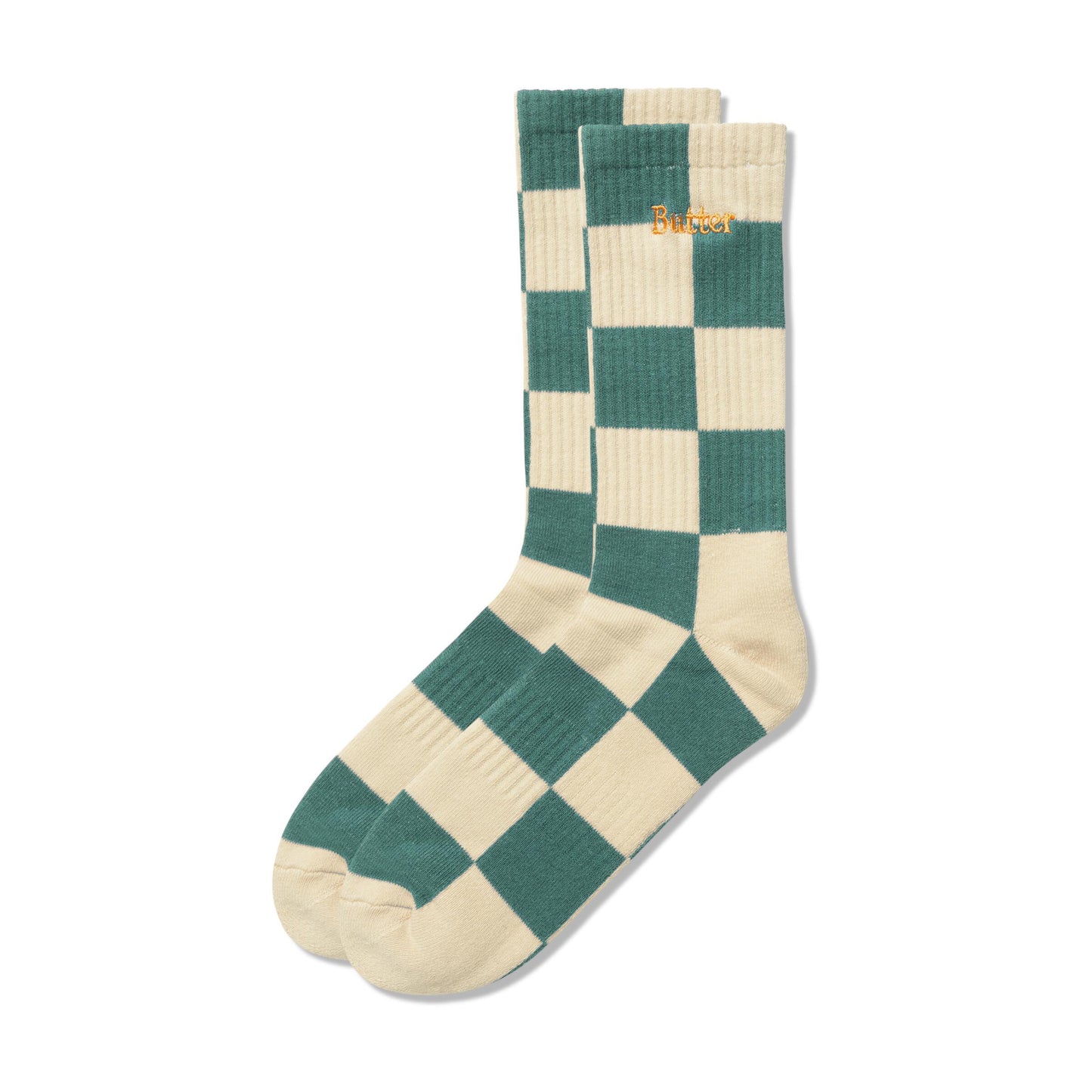 Butter Goods Checkered Socks - Teal / Tan