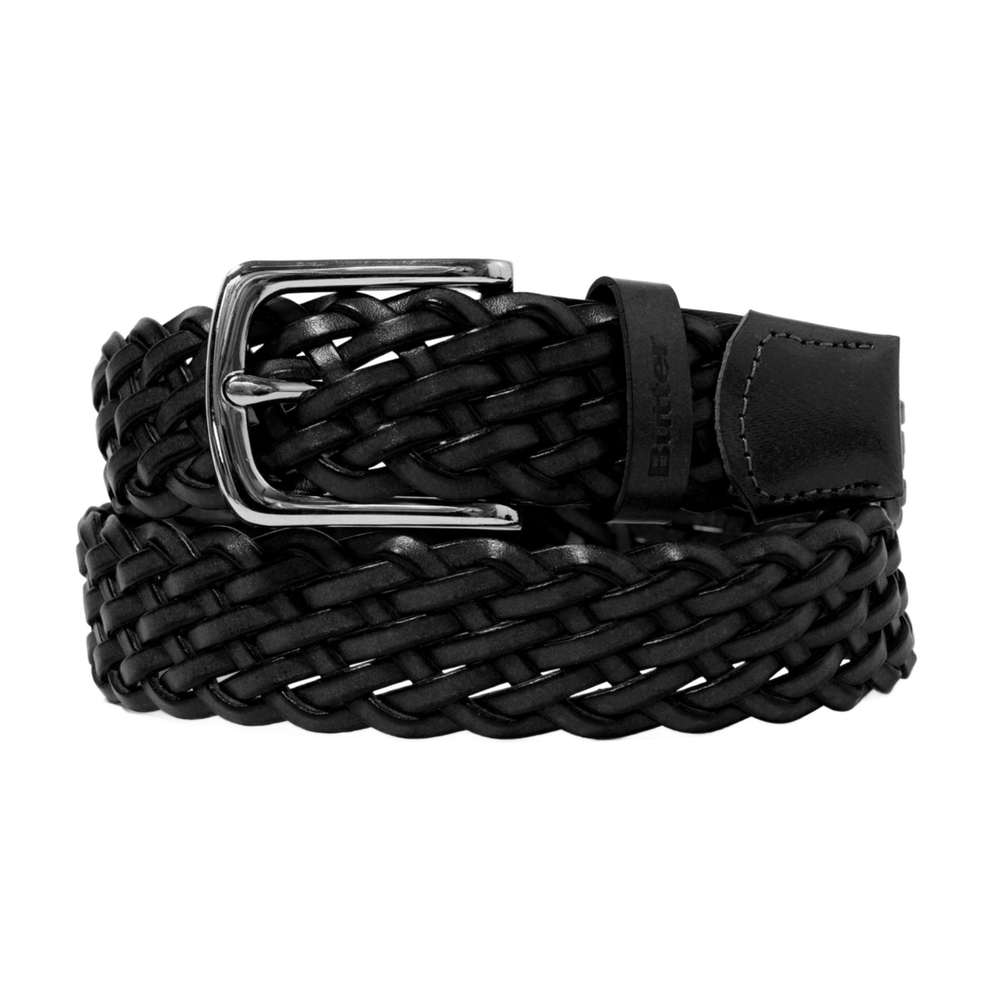 Butter Goods Leather Braided Belt - Black