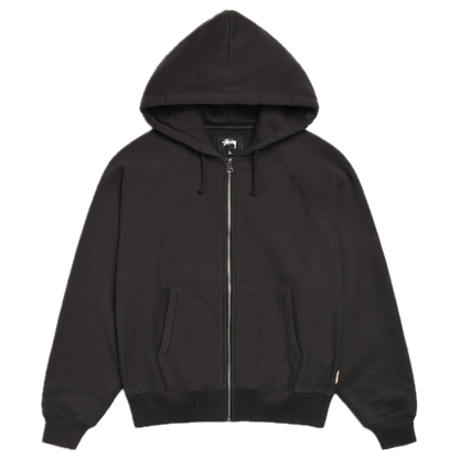 Stussy Relaxed Zip Hood - Washed Black