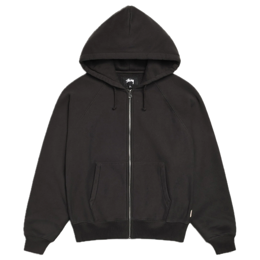 Stussy Relaxed Zip Hood - Washed Black