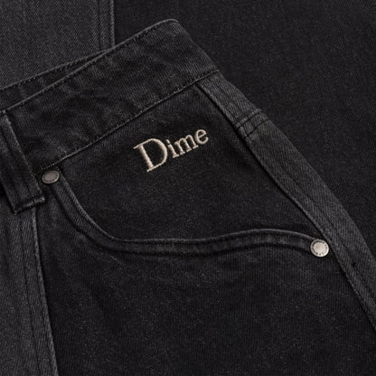 Dime Blocked Relaxed Denim Pants - Black Washed