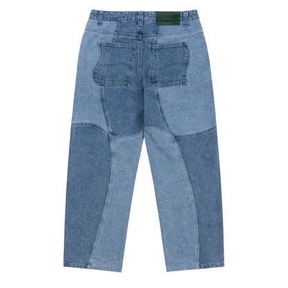 Dime Blocked Relaxed Denim Pants - Blue Washed