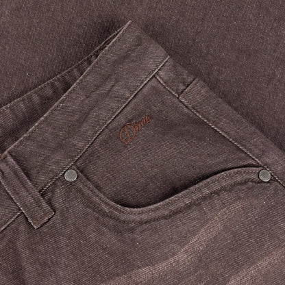 Dime Baggy Denim Pants - Sandblasted Dark Brown