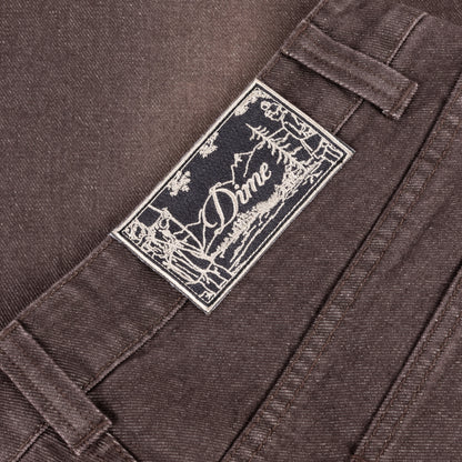 Dime Baggy Denim Pants - Sandblasted Dark Brown