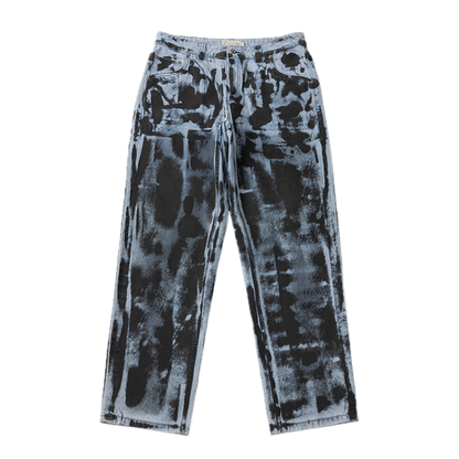 Dime Relaxed Denim Pants - Light Blue (Black Paint)