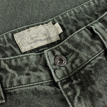 Dime Baggy Denim Pants - Overdyed Green