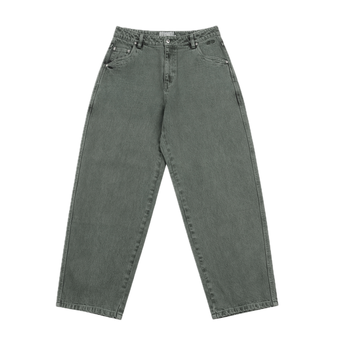 Dime Baggy Denim Pants - Overdyed Green
