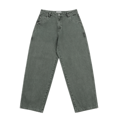 Dime Baggy Denim Pants - Overdyed Green
