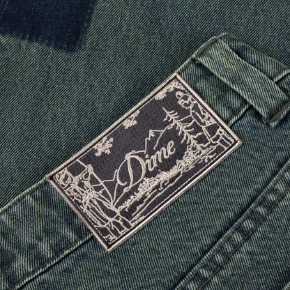 Dime Baggy Denim Pants - Distressed Green