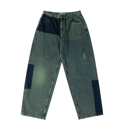 Dime Baggy Denim Pants - Distressed Green