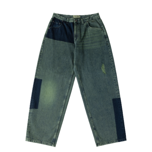 Dime Baggy Denim Pants - Distressed Green