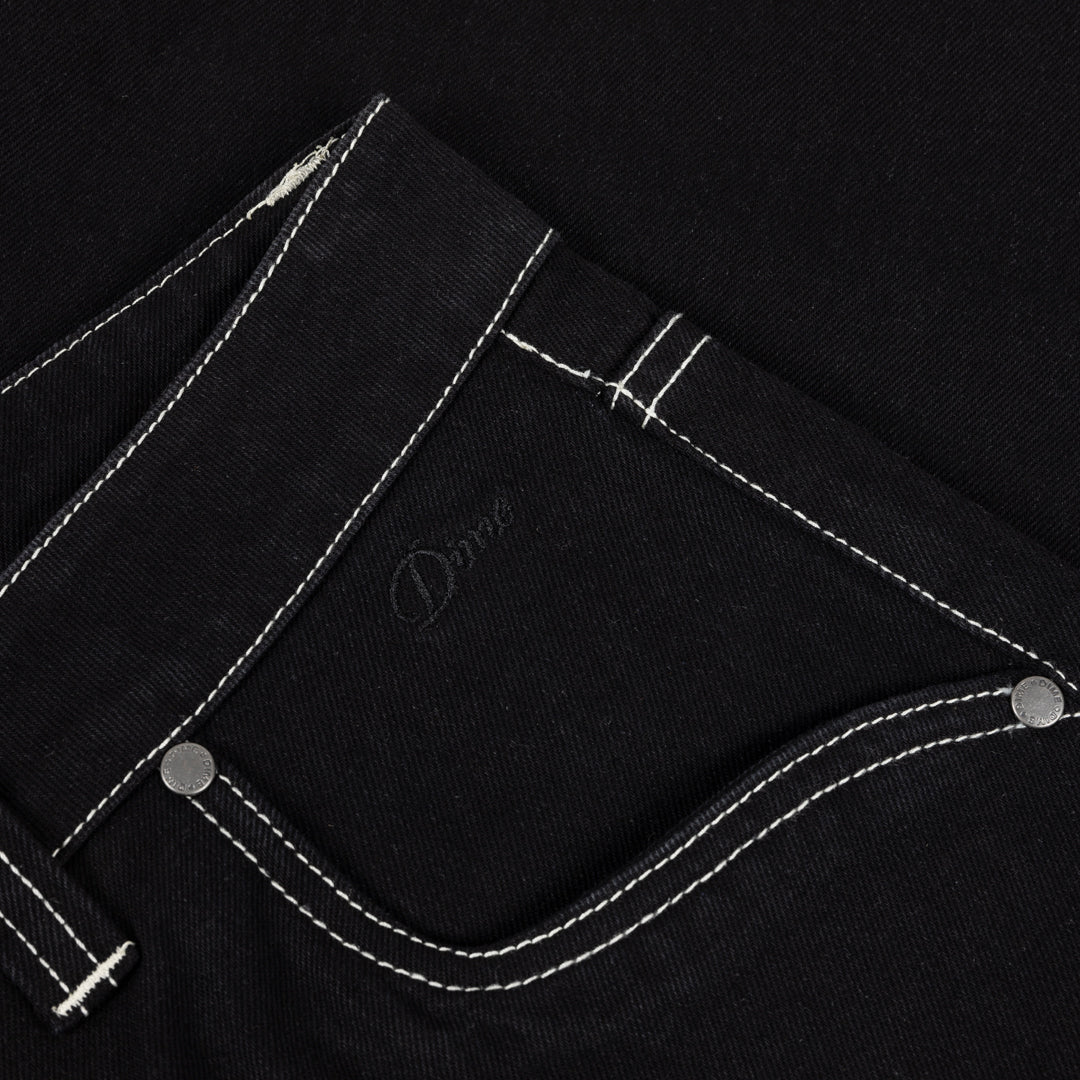 Dime Baggy Denim Pants - Black (Contrast Stitch)