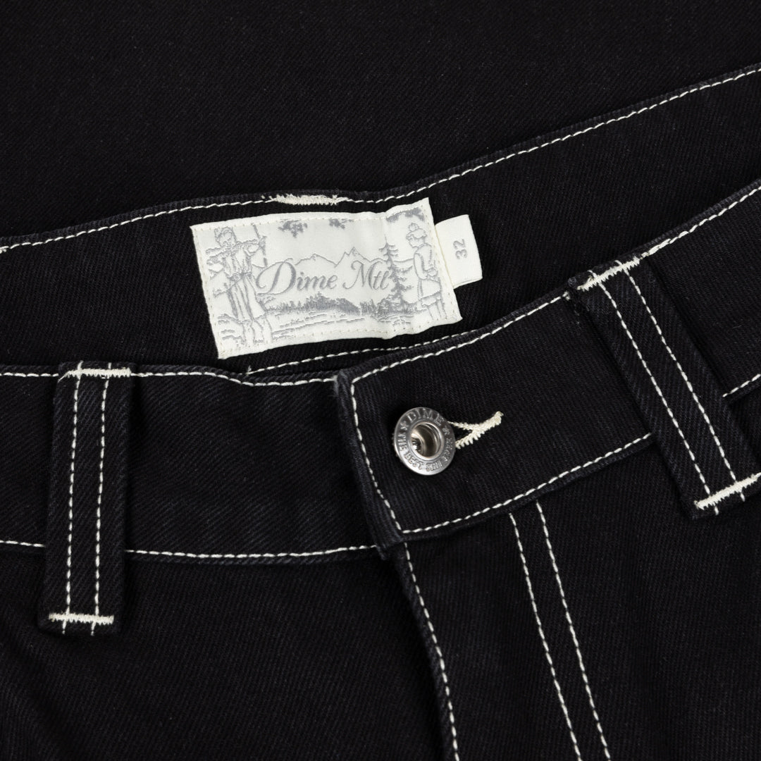 Dime Baggy Denim Pants - Black (Contrast Stitch)