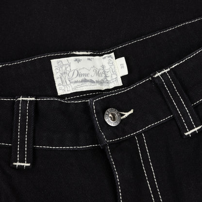 Dime Baggy Denim Pants - Black (Contrast Stitch)