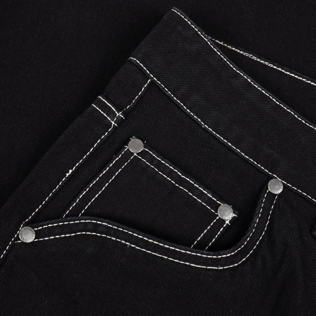 Dime Baggy Denim Pants - Black (Contrast Stitch)