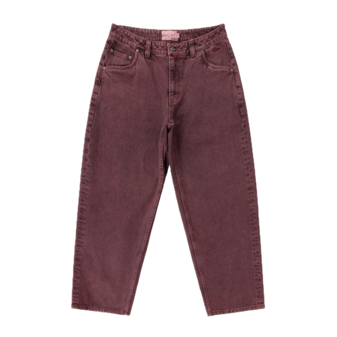Dime Baggy Denim Pants - Wine Washed