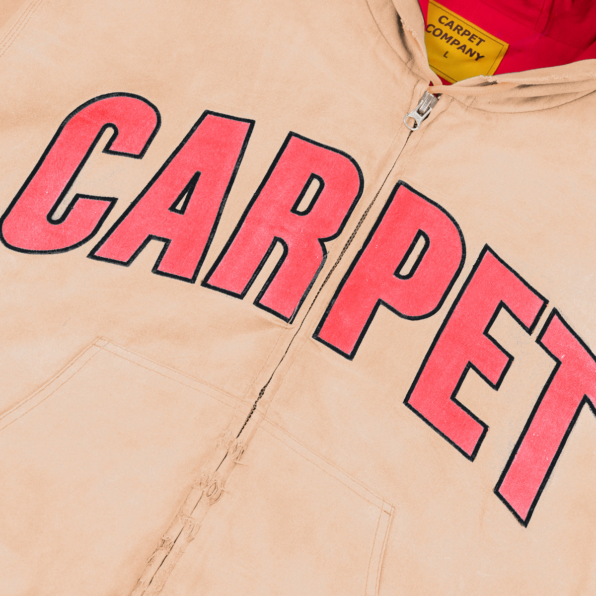 Carpet Company Battered Varsity Work Jacket - Washed Tan