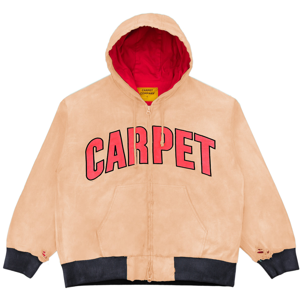 Carpet Company Battered Varsity Work Jacket - Washed Tan
