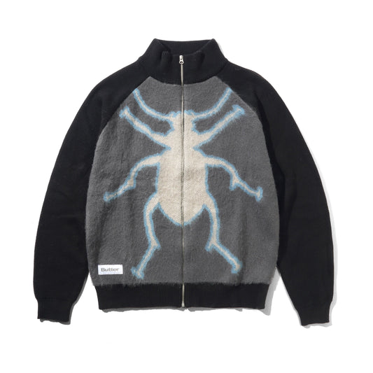 Butter Goods Beetle Zip-Thru Knit Sweater - Black