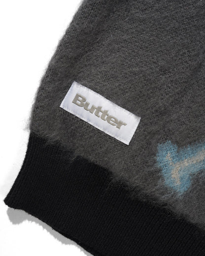 Butter Goods Beetle Zip-Thru Knit Sweater - Black