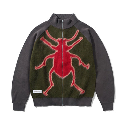 Butter Goods Beetle Zip-Thru Knit Sweater - Olive