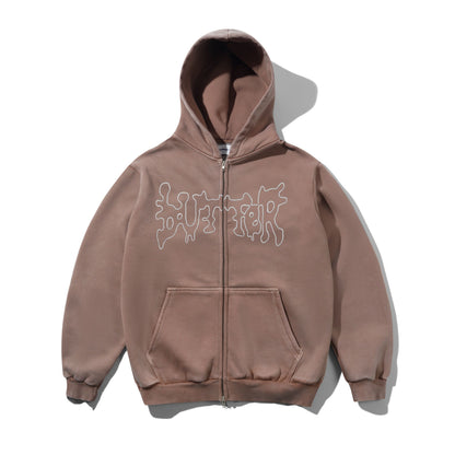 Butter Goods Blotch Zip-Thru Hoodie - Washed Berry