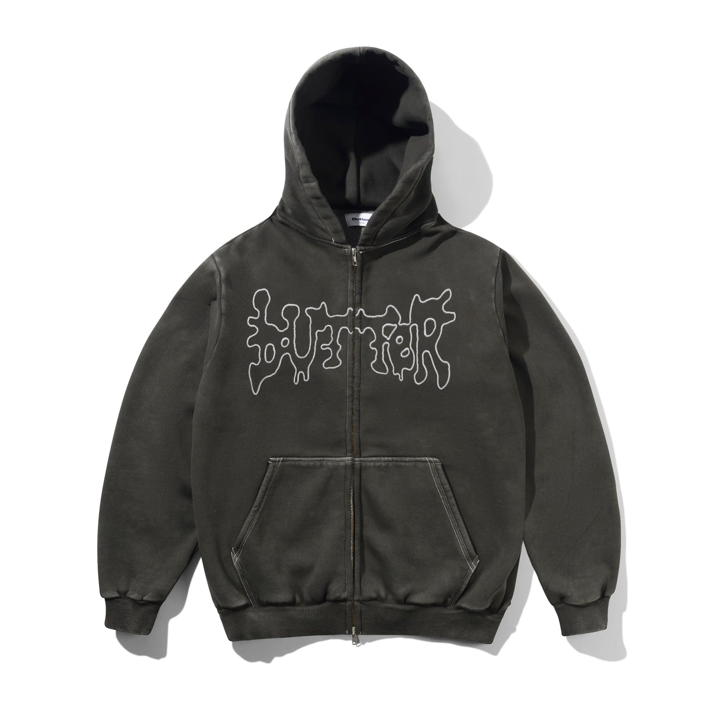 Butter Goods Blotch Zip-Thru Hoodie - Washed Black
