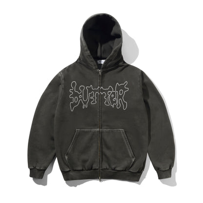 Butter Goods Blotch Zip-Thru Hoodie - Washed Black