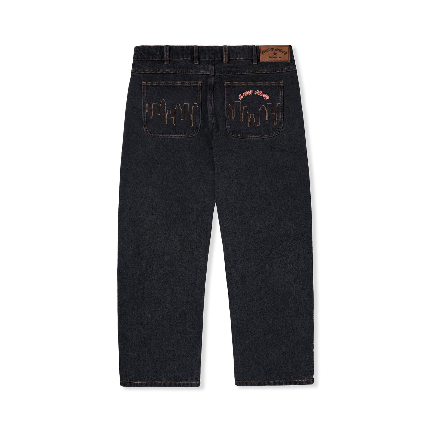 Cash Only City Logo Baggy Denim Jeans - Washed Black