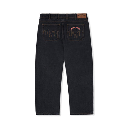 Cash Only City Logo Baggy Denim Jeans - Washed Black