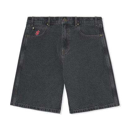 Cash Only Stars Denim Shorts - Washed Black